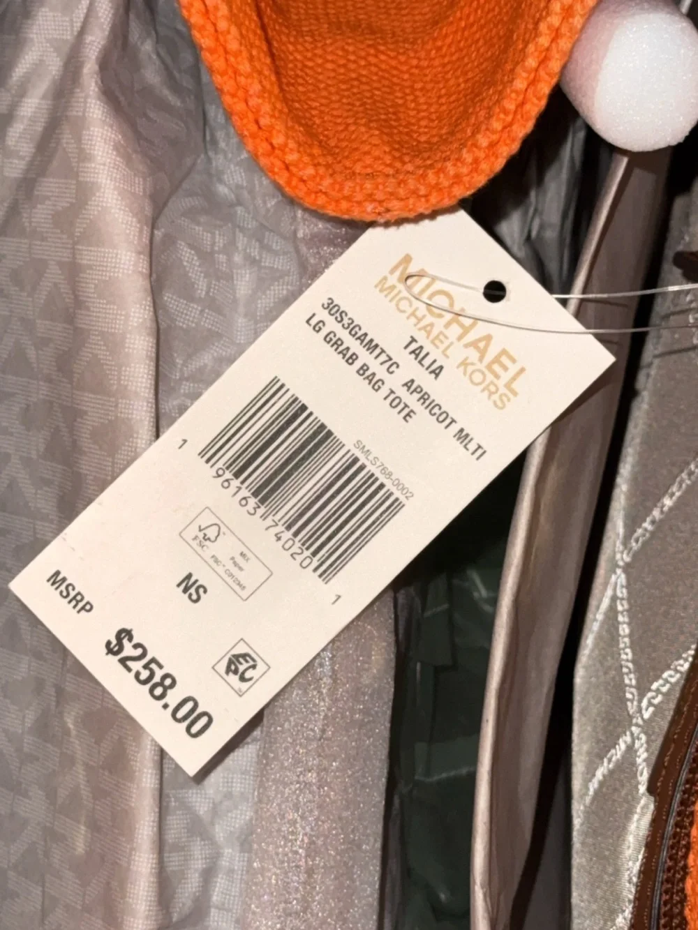 NWT $258 Michael Kors Talia Apricot LG Grab Canvas Tote Purse/Handbag/Authentic - Picture 6 of 8